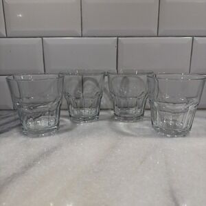 Set Of 4 Pasabahce Turkey BAROQUE Clear Cut Panels Old Fashioned Glasses ES002